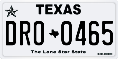 TX license plate DRO0465