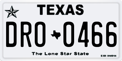 TX license plate DRO0466