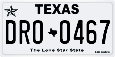 TX license plate DRO0467