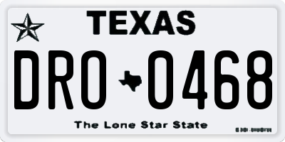 TX license plate DRO0468