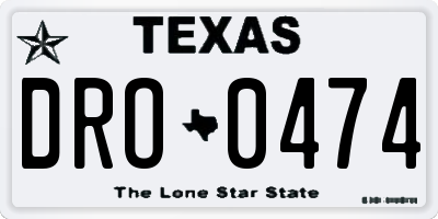 TX license plate DRO0474