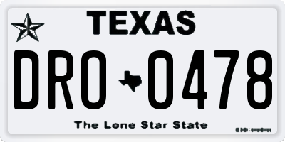 TX license plate DRO0478