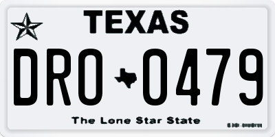 TX license plate DRO0479