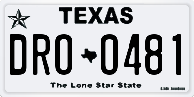TX license plate DRO0481