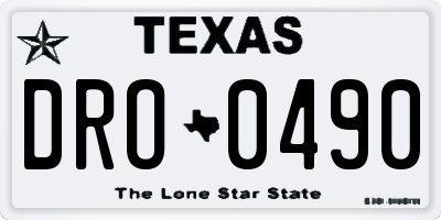 TX license plate DRO0490