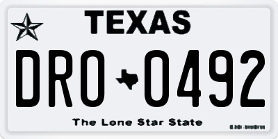 TX license plate DRO0492