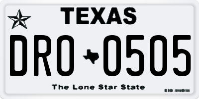 TX license plate DRO0505