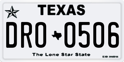 TX license plate DRO0506