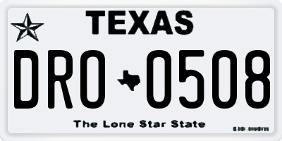 TX license plate DRO0508