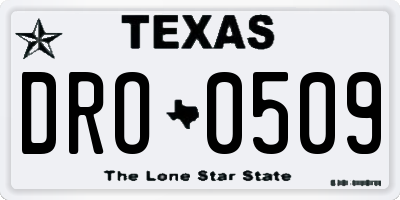TX license plate DRO0509