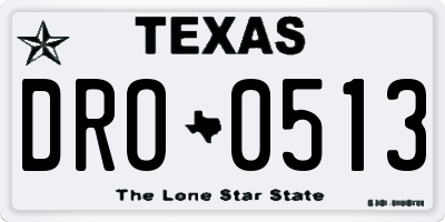 TX license plate DRO0513