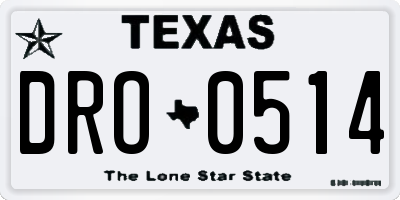 TX license plate DRO0514