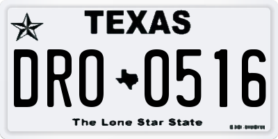 TX license plate DRO0516