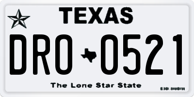 TX license plate DRO0521