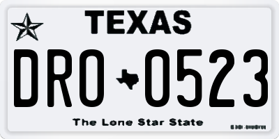 TX license plate DRO0523