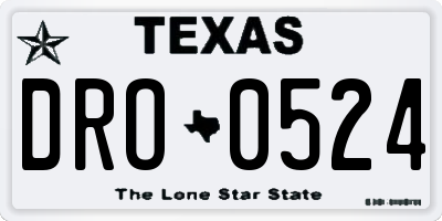 TX license plate DRO0524