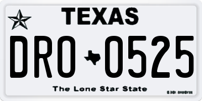 TX license plate DRO0525