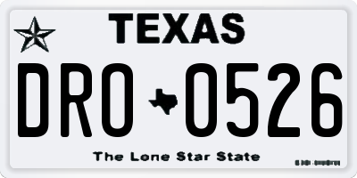 TX license plate DRO0526