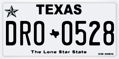TX license plate DRO0528