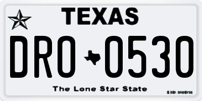 TX license plate DRO0530