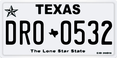 TX license plate DRO0532