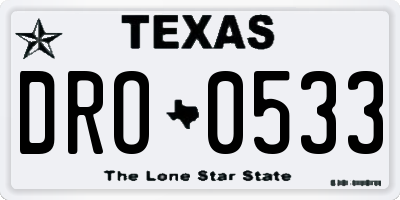 TX license plate DRO0533