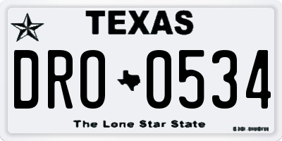 TX license plate DRO0534