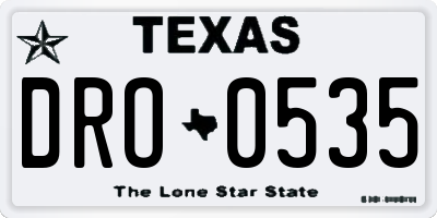 TX license plate DRO0535
