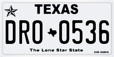 TX license plate DRO0536