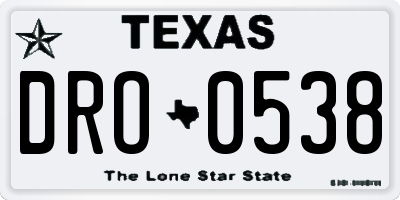 TX license plate DRO0538