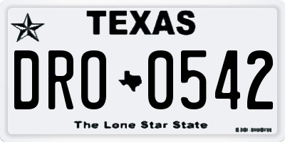TX license plate DRO0542