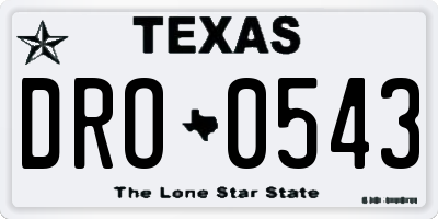 TX license plate DRO0543