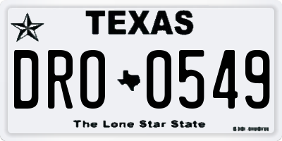 TX license plate DRO0549
