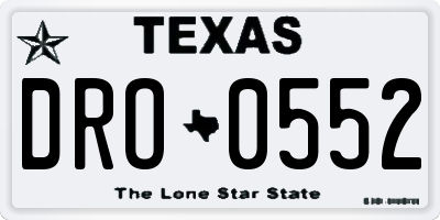 TX license plate DRO0552