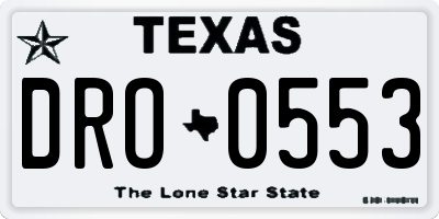TX license plate DRO0553