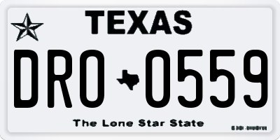 TX license plate DRO0559