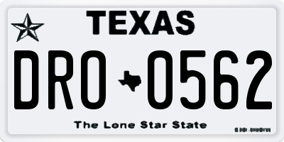 TX license plate DRO0562