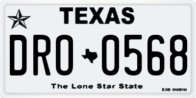 TX license plate DRO0568