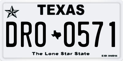 TX license plate DRO0571