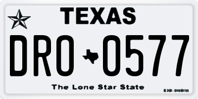 TX license plate DRO0577