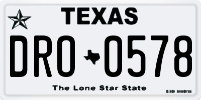 TX license plate DRO0578