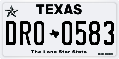 TX license plate DRO0583