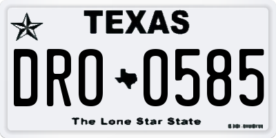 TX license plate DRO0585