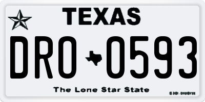 TX license plate DRO0593