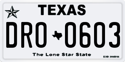 TX license plate DRO0603