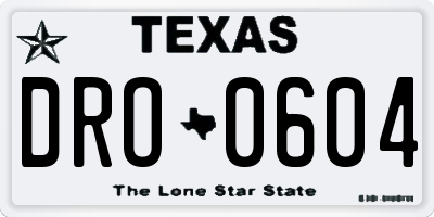 TX license plate DRO0604