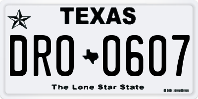 TX license plate DRO0607