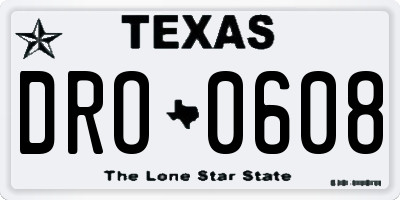 TX license plate DRO0608