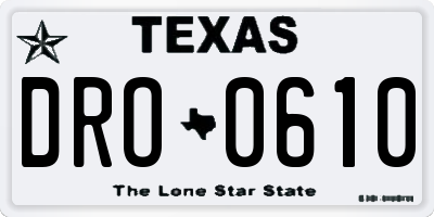 TX license plate DRO0610