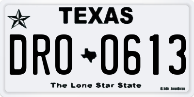 TX license plate DRO0613